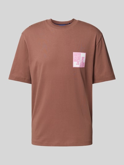 Hugo Blue T-Shirt mit Label-Patch Mittelbraun 1