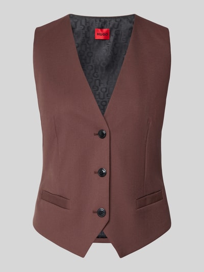 HUGO Regular fit gilet met viscose, model 'AUMARA-2' Chocoladebruin - 2