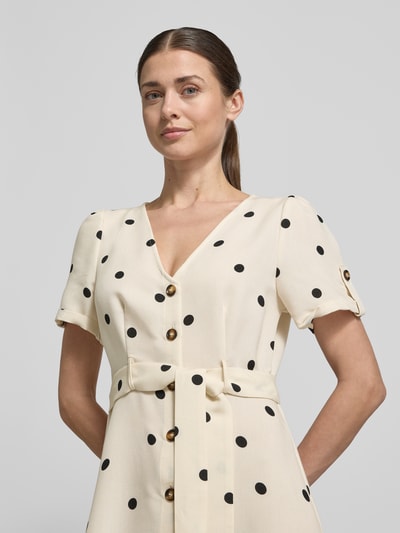 VERO MODA Getailleerde vrijetijdsjurk met all-over motief model 'JOAN' Beige gemêleerd - 3