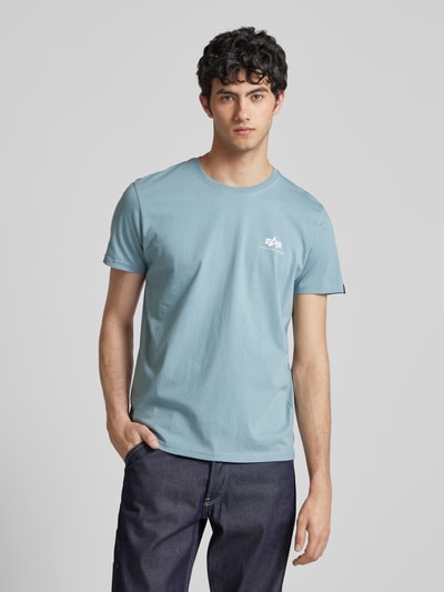 Alpha Industries T-shirt z nadrukiem z logo Lodowy błękitny 4