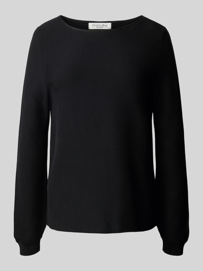 Christian Berg Woman Regular Fit Longsleeve aus reiner Baumwolle in Strick-Optik Black 2