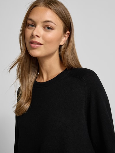 0039 Italy Gebreide pullover van kasjmiermix met raglanmouwen, model 'NIKITA' Zwart - 3