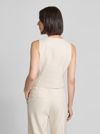 comma Gilet met V-hals en paspelzakken Zand - 5