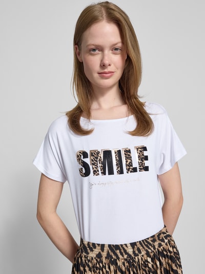 Betty Barclay T-shirt van viscosemix met statementprint Wit - 3