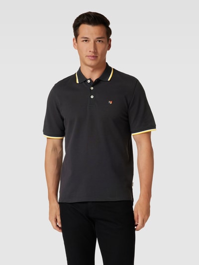 Jack & Jones Premium Koszulka polo z paskami w kontrastowym kolorze model ‘BLUWIN’ Czarny 4