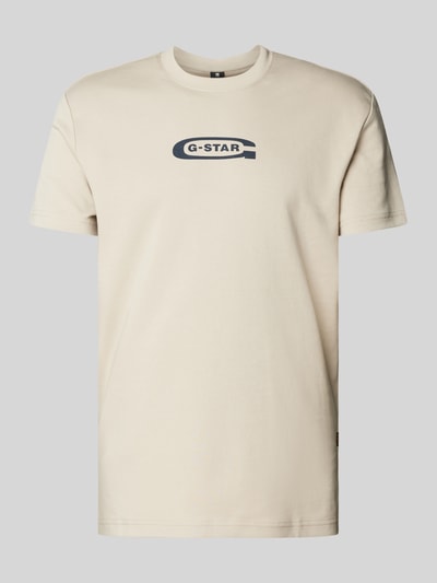 G-Star Raw T-Shirt mit Label-Print Beige 2