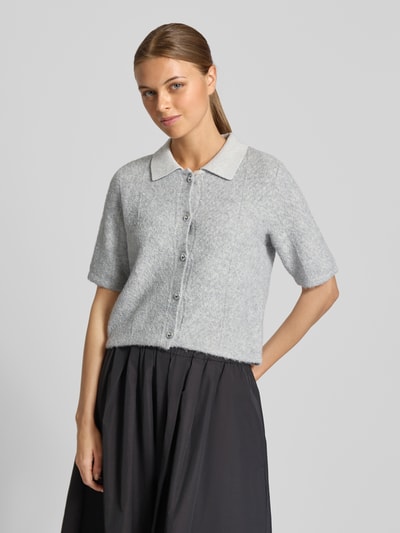 Vero Moda Regular Fit Strickjacke mit Schmuckknöpfen Modell 'DIANA' Hellgrau Melange 4