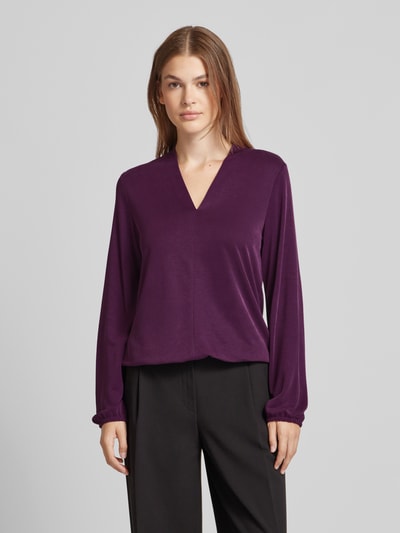 Tom Tailor Loose fit shirt met lange mouwen, V-hals en elastische boorden Bordeaux - 4