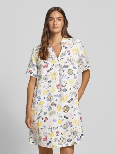 Kobieta modelka nosi kolorowe Relaxed Fit Freizeitkleid aus Leinen-Viskose-Mix von Tom Tailor, sukienki casualowe, widok z przodu, ujęcie całej sylwetki.