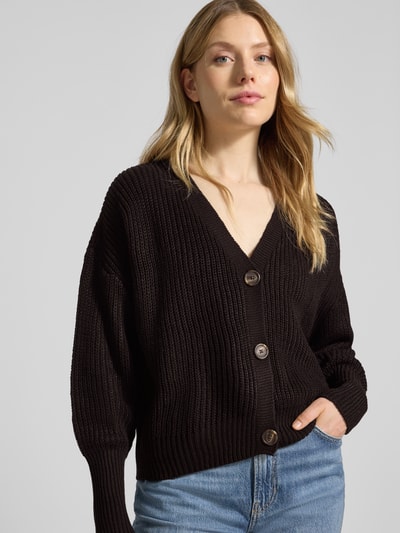 Vero Moda Regular fit gebreid jack met sierknopen, model 'LEA' Zwart - 3