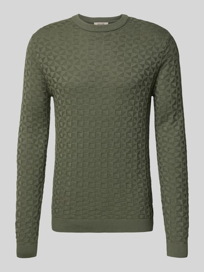 Only & Sons Regular Fit Strickpullover mit Strukturmuster Modell 'KALLE' Oliv 2