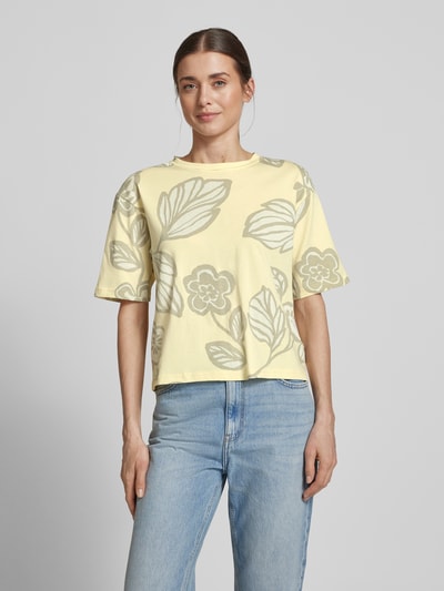 JAKE*S STUDIO WOMAN T-shirt met geribde ronde hals Pastelgeel - 4
