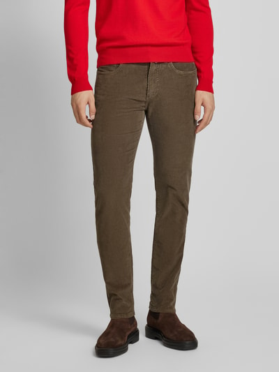 Pierre Cardin Tapered fit corduroy broek, model 'Lyon' Middenbruin - 4