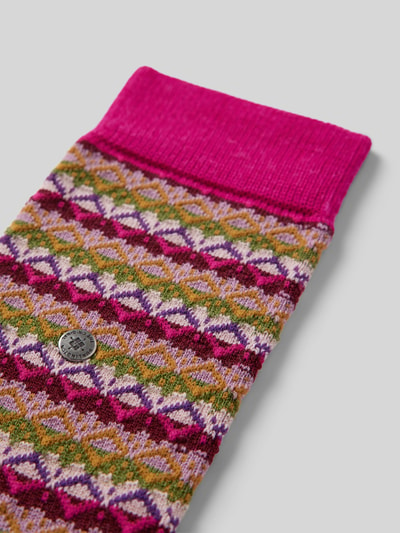 Burlington Socken mit Label-Detail Modell 'Fair Isle' Pink 2