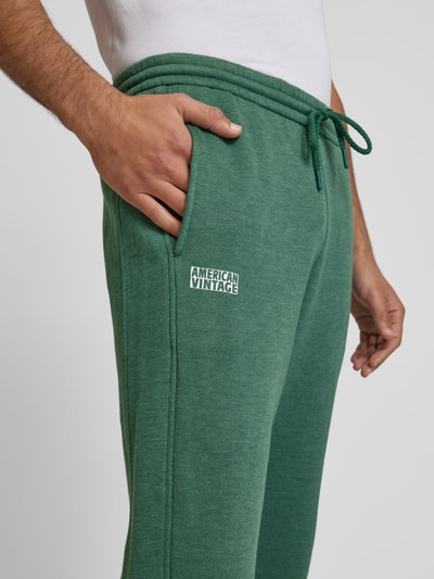 American Vintage Sweatpants met elastische band met logo, model 'DOVEN' Donkergroen - 3