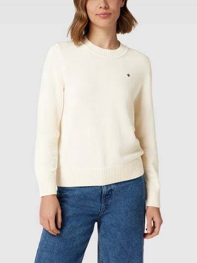 Gant Gebreide pullover met labeldetail, model 'Icon' Offwhite - 4