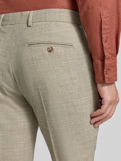 Selected Homme Spodnie garniturowe o kroju slim fit z domieszką wełny i lnu model 'OASIS' Piaskowy 3