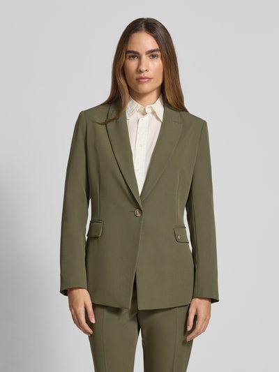 s.Oliver BLACK LABEL Slim fit blazer met klepzakken Olijfgroen - 4