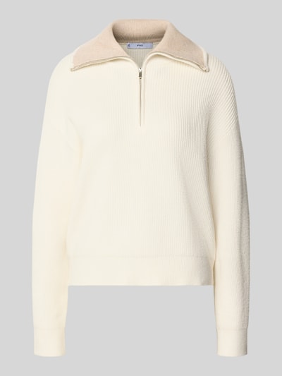 MANGO Strickpullover aus Viskose-Mix mit Troyer-Kragen Modell 'RIZON' Beige 2