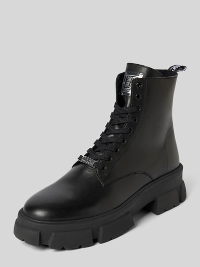 Steve Madden Boots van leer met labeldetail, model 'TANKER' Zwart - 1