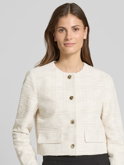 s.Oliver BLACK LABEL Regular fit korte blazer in bouclékwaliteit met effect garen Offwhite - 3