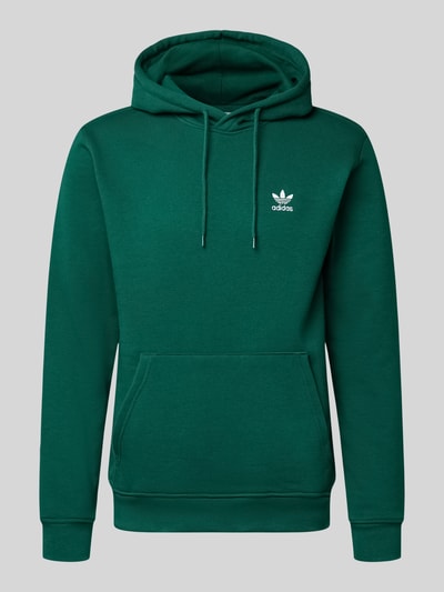 Produktfoto, Hoodie mit Kapuze von adidas Originals in Dunkelgrün, Baumwoll-Mix, Label-Stitching, Känguru-Tasche, gerippte Abschlüsse