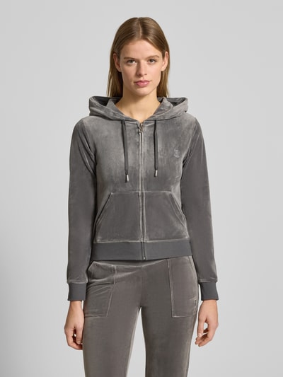 Juicy Couture Sweatjacke mit Label-Stitching Modell 'ROBERTSON' Mittelgrau 4