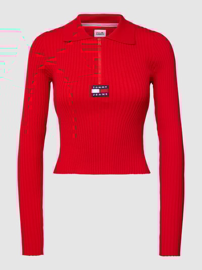 Tommy Jeans Crop Top in Ripp-Optik Rot 2