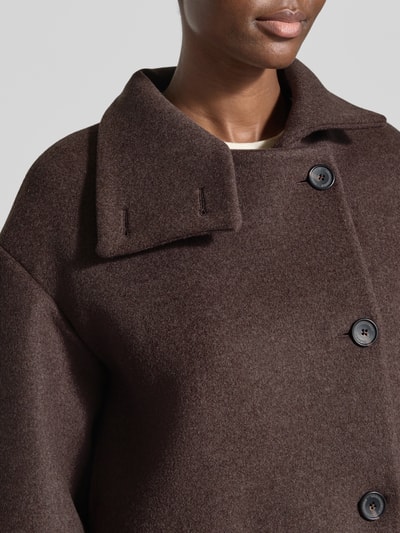 ARMEDANGELS Loose fit lange jas van wol model 'MAJELAA WOOL' Donkerbruin - 3
