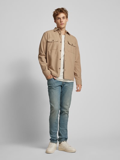 Jack & Jones Slim fit vrijetijdsoverhemd met borstzakken met klep, model 'DARREN' Beige - 1