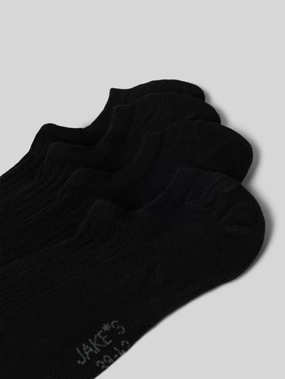 Produktfoto, schwarze Sneakersocken in Ripp-Optik im 4er-Pack von Jake*s Casual aus Baumwoll-Mix mit Stretch-Anteil, körpernahe Passform