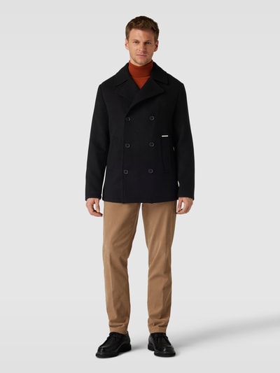 ARMANI EXCHANGE Lange jas met reverskraag, model 'Caban' Zwart - 1