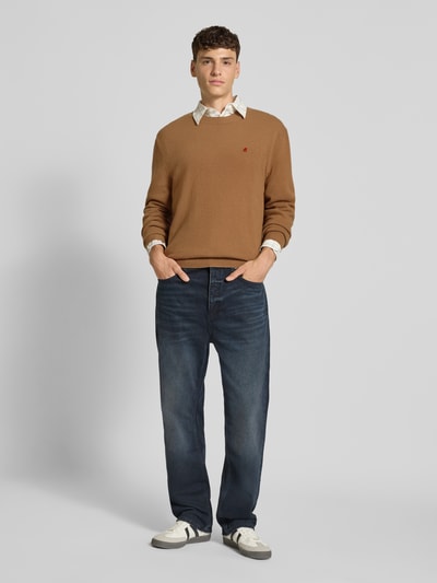 Replay Strickpullover aus Lanawoll-Mix mit Rundhalsausschnitt Camel 1