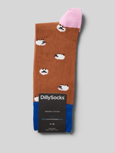 DillySocks Socken mit Motiv-Stitching Dunkelorange 3