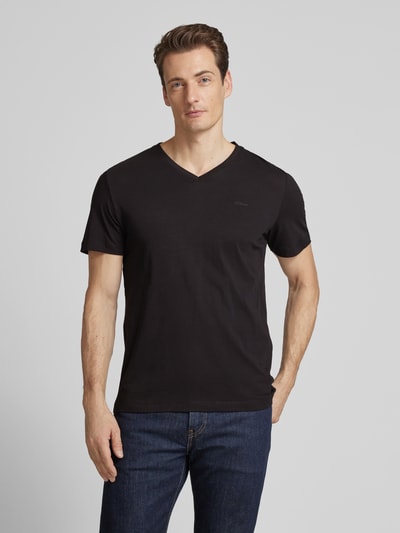 s.Oliver RED LABEL Regular Fit T-Shirt aus reiner Baumwolle mit V-Ausschnitt Black 4