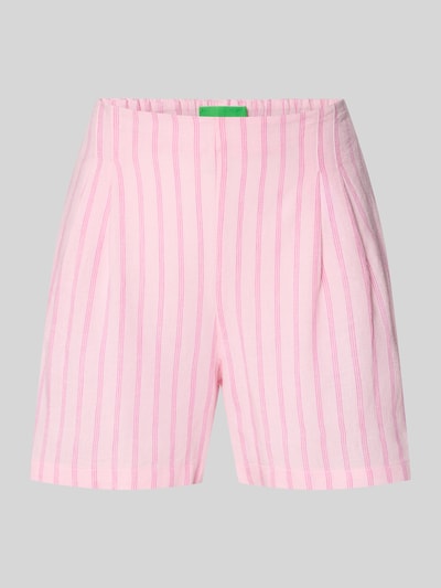 Produktfoto, różowe szorty w paski, prosty krój, elastyczny pas, Shorts mit elastischem Bund Modell 'ALMIRA' von JJXX, wiskoza z lnem, Szerokość w rozmiarze S: 38 cm, długość nogawki wewnętrznej S: 10 cm