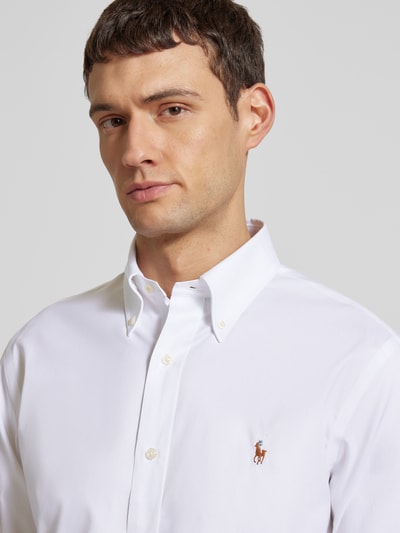 Polo Ralph Lauren Custom Fit Business-Hemd mit Logo-Stitching Weiss 3