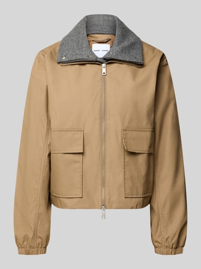 Produktfoto, Regular Fit kurtka z mieszanka bawełny Model 'Bianco' od Samsøe Samsøe, kolor beżowy, szerokie nakładane kieszenie, wyraźna tekstura materiału, mieszanka materiałów, wykładany kołnierz, długość tyłu w rozmiarze S: 55 cm, szerokość ramion w rozmiarze S: 46 cm, szerokość klatki piersiowej w rozmiarze S: 60 cm, długość rękawów w rozmiarze S: 63 cm.