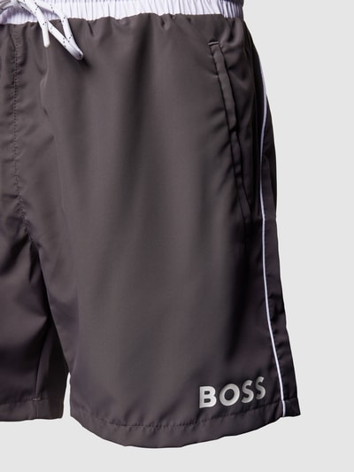 BOSS Badehose mit Label-Print Modell 'Starfish' Mittelgrau 2