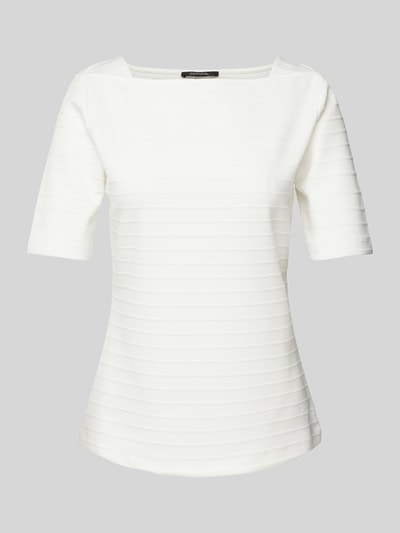 comma T-shirt z fakturowanym wzorem Biały 2