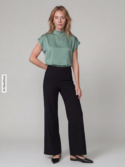SEDUCTIVE Regular fit wijdte broek van viscosemix model 'KIMBERLEY' Zwart - 1