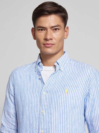 Polo Ralph Lauren Custom Fit Freizeithemd mit Streifenmuster Hellblau 3