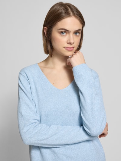 Pieces Regular Fit Strickpullover mit überschnittenen Schultern Modell 'BREE' Hellblau Melange 3