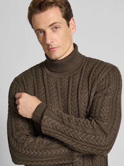 Jack & Jones Premium Strickpullover mit Zopfmuster Oliv 3