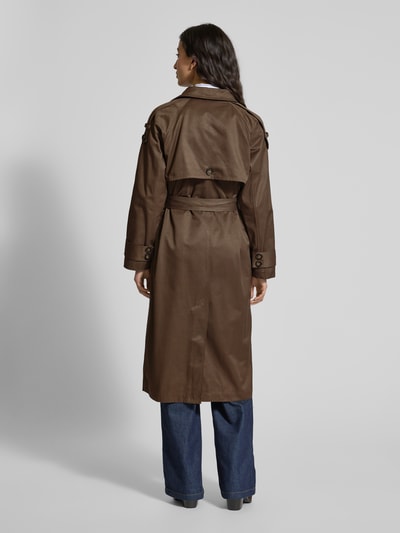 My Essential Wardrobe Trenchcoat met strikceintuur, model 'Mira' Donkerbruin - 5