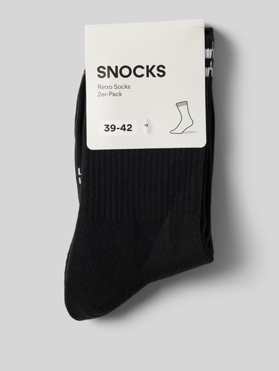 Snocks Socken im unifarbenen Design Modell 'Retro' Black 3