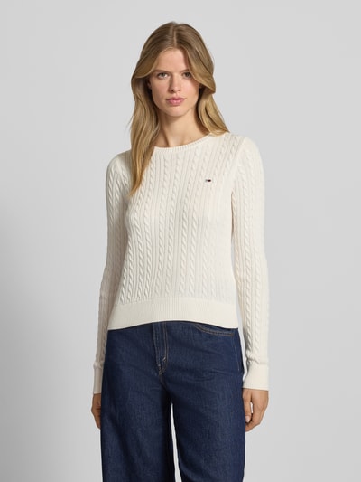 Tommy Jeans Regular fit gebreide pullover van zuiver katoen Offwhite - 4