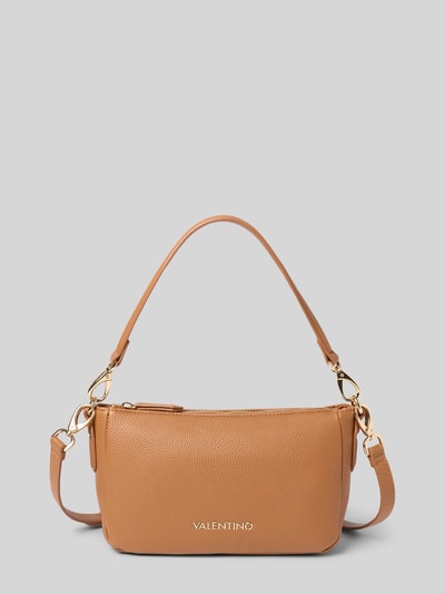 Produktfoto, Shoulder Bag mit Logo-Applikation Modell 'Brixton' von VALENTINO BAGS in Leder-Optik, Strukturmuster, braun, goldene Details