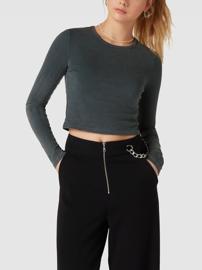 REVIEW Crop Top mit geripptem Rundhalsausschnitt Anthrazit 4