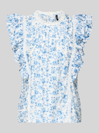 Produktfoto, Regular Fit T-Shirt aus Viskose-Mix Modell 'BLISS' von Vero Moda, Optik: Unifarben, Rüschen, Rundhals, Popeline, Damen T-Shirt